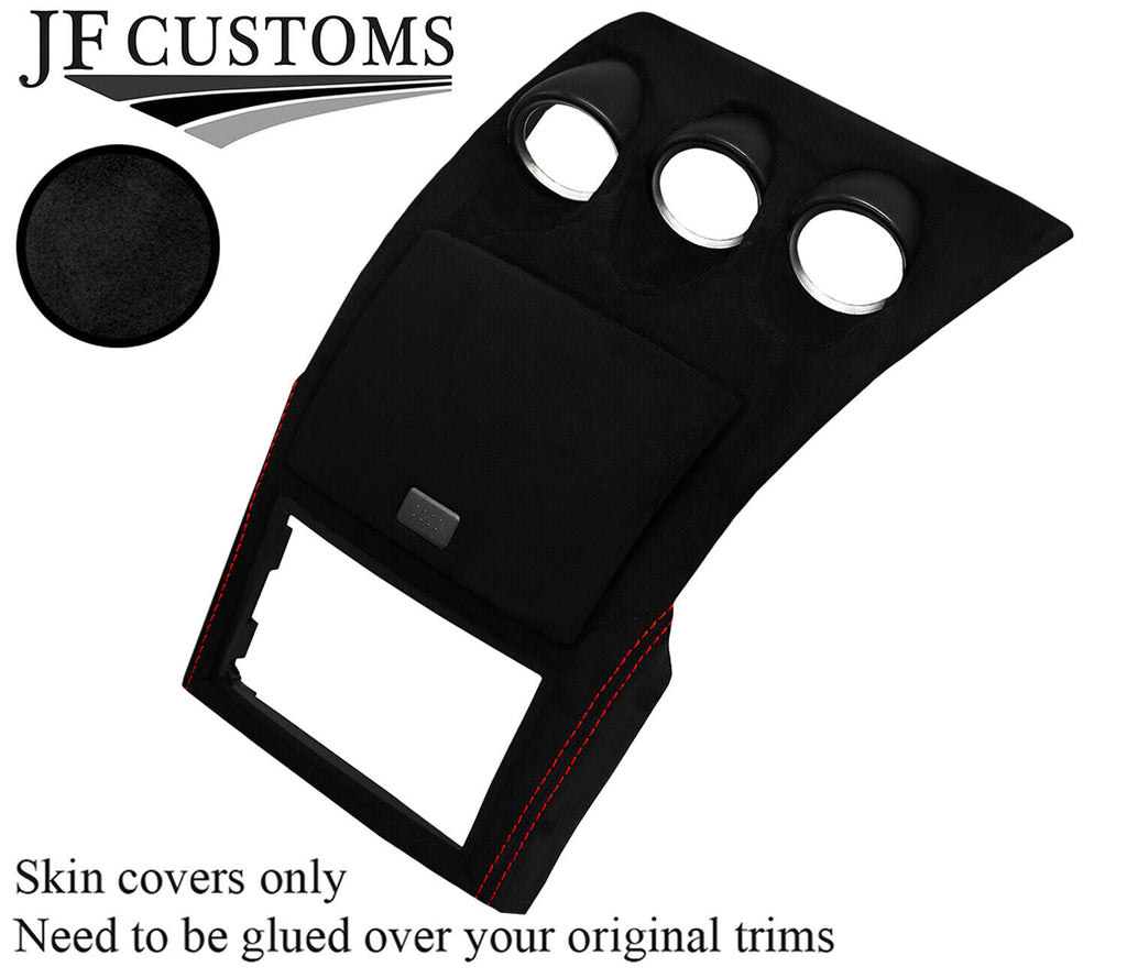 RED STITCH SUEDE DASH CONSOLE RADIO SURROUND COVER FOR NISSAN 350Z 33Z 03-09