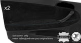 BLACK STITCHING 2X FRONT DOOR CARD TRIM SUEDE COVERS FITS ALFA ROMEO 147 3 DOOR