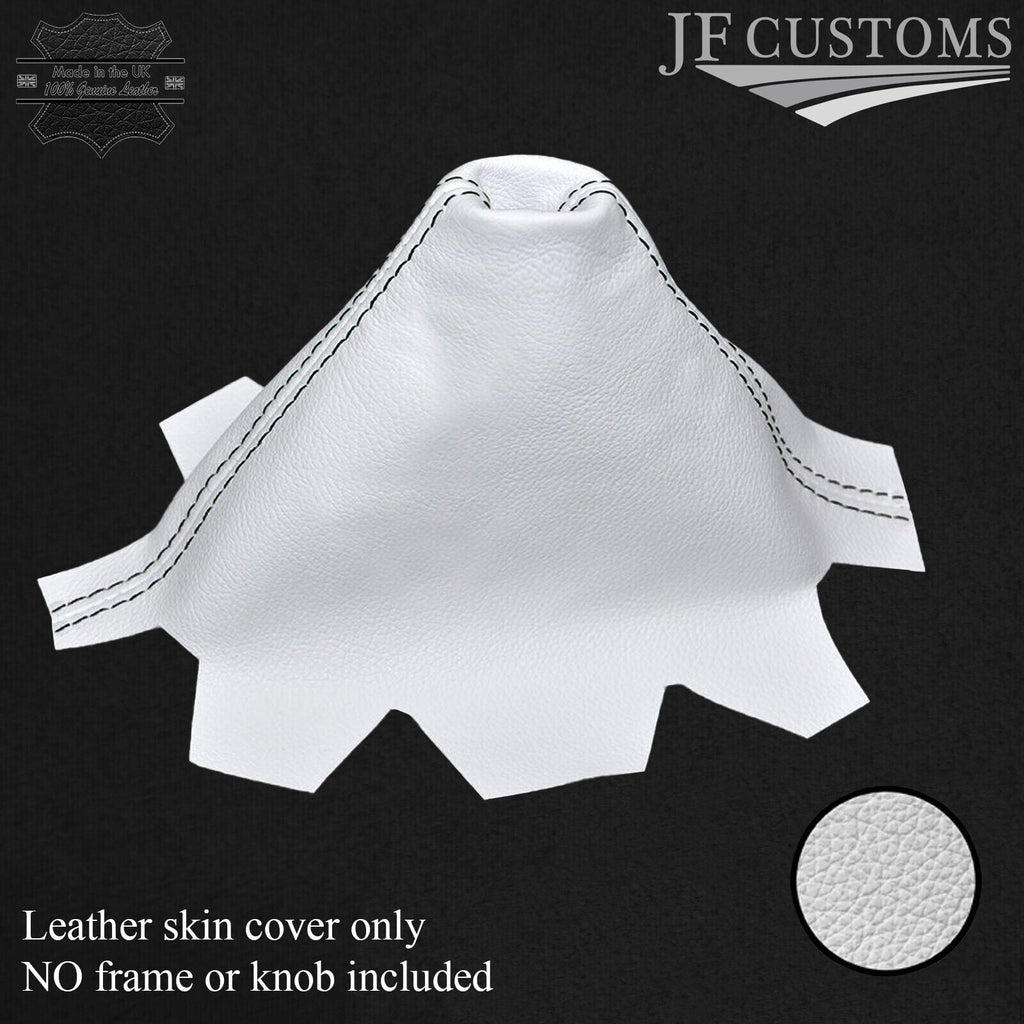 BLACK STITCH FITS VW T5 TRANSPORTER GEAR GAITER 2003-2010 WHITE LEATHER