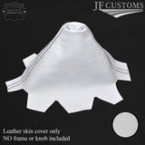 BLACK STITCH FITS VW T5 TRANSPORTER GEAR GAITER 2003-2010 WHITE LEATHER
