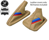 SAND LEATHER TRI STRIPES GEAR HANDBRAKE GAITER FOR BMW 1 SERIES E81 E82 E87 E88