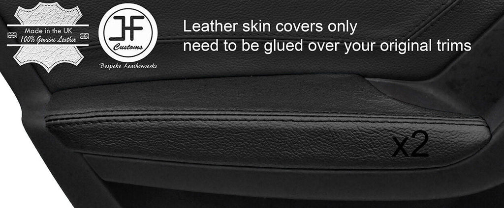 BLACK TOP GRAIN LEATHER 2X REAR DOOR ARMREST COVERS FITS AUDI A4 B8 2008-2015