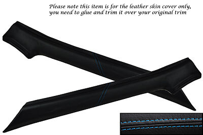 BLUE STITCHING FITS VW GOLF MK1 CADDY 2X WINDSCREEN PILLAR LEATHER COVERS