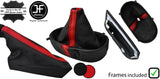 BLACK RED STRIPE LEATHER MANUAL GAITER SET + FRAME FOR CORVETTE C6 2005-2013