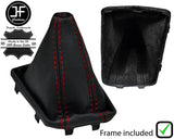 RED STITCH REAL LEATHER GEAR GAITER+PLASTIC FRAME FITS SKODA RAPID 2012-2017