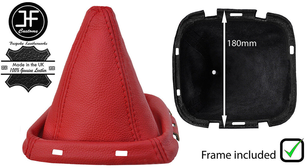 RED REAL LEATHER GEAR GAITER WITH PLASTIC FRAME FITS NISSAN NAVARA 2005-2012