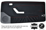 RED STITCH 2X FRONT FULL DOOR CARD LEATHER COVERS FITS FORD MUSTANG 1987-1993