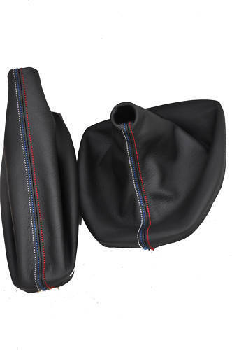 FITS BMW E60 E61 2008-2010 MANUAL  GEAR AND HANDBRAKE LEATHER SET TRI STITCHING