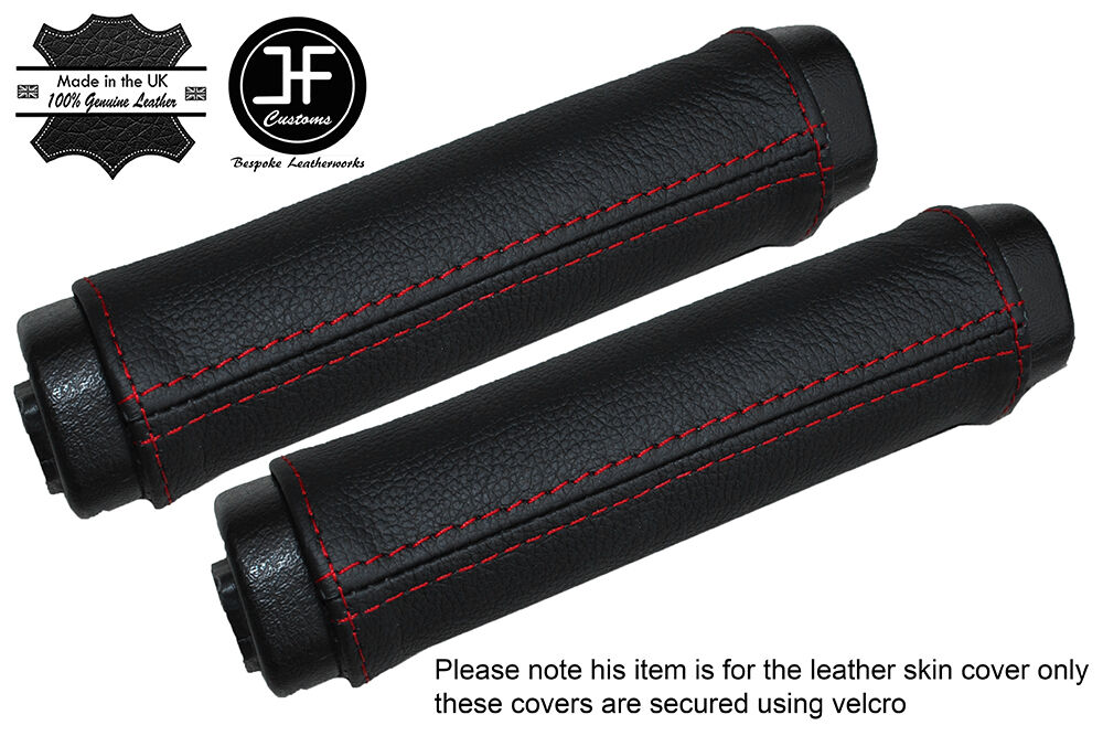 RED STITCH 2X FRONT DOOR HANDLE LEATHER COVERS FITS HUMMER H2 2003-2007