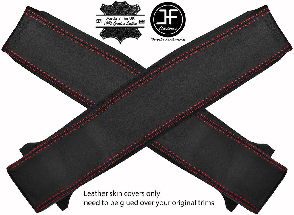 RED STITCH 2X LOWER B PILLAR REAL LEATHER COVERS FITS RANGE ROVER CLASSIC