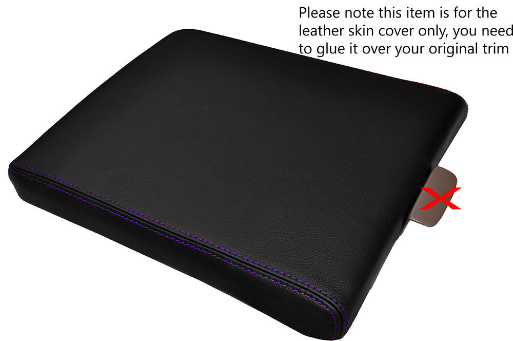 PURPLE STITCHING ARMREST LID LEATHER SKIN COVER FITS FORD F150 F-150 1997-2003