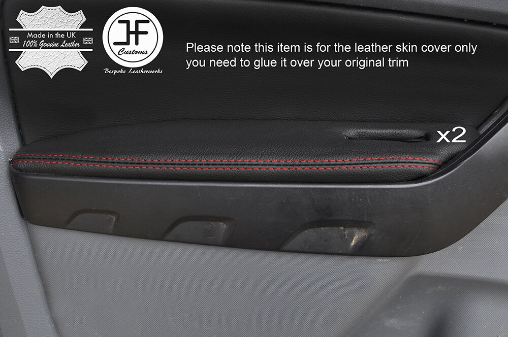 RED STITCH 2X FRONT DOOR ARMREST LEATHER COVERS FITS FORD RANGER 2012-2016