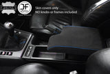 BLUE STITCH REAL SUEDE GEAR HANDBRAKE & ARMREST COVER FITS BMW E46 1999-2005