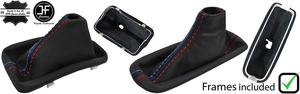 RED & TRI STITCH LEATHER AUTOMATIC GAITERS PLASTIC FRAME FOR BMW X5 E53 00-06