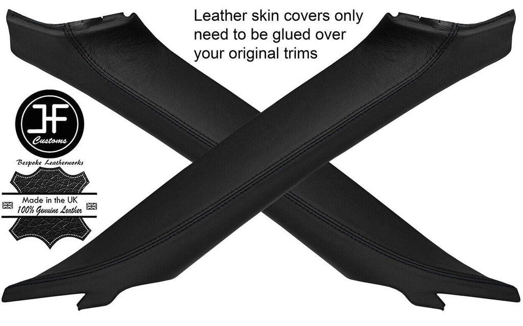 BLACK & BLACK 2 TONE LEATHER 2X A PILLAR COVERS FOR AUDI TT CONVERTIBLE 98-06