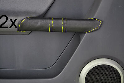 yellow stitch FITS SMART FORFOUR MERCEDES 2X DOOR HANDLE LEATHER COVERS