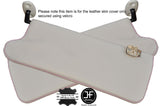 PINK STITCH 2X SUN VISORS GREY LEATHER COVERS FITS FIGARO 1991-1993 CUSTOM NEW