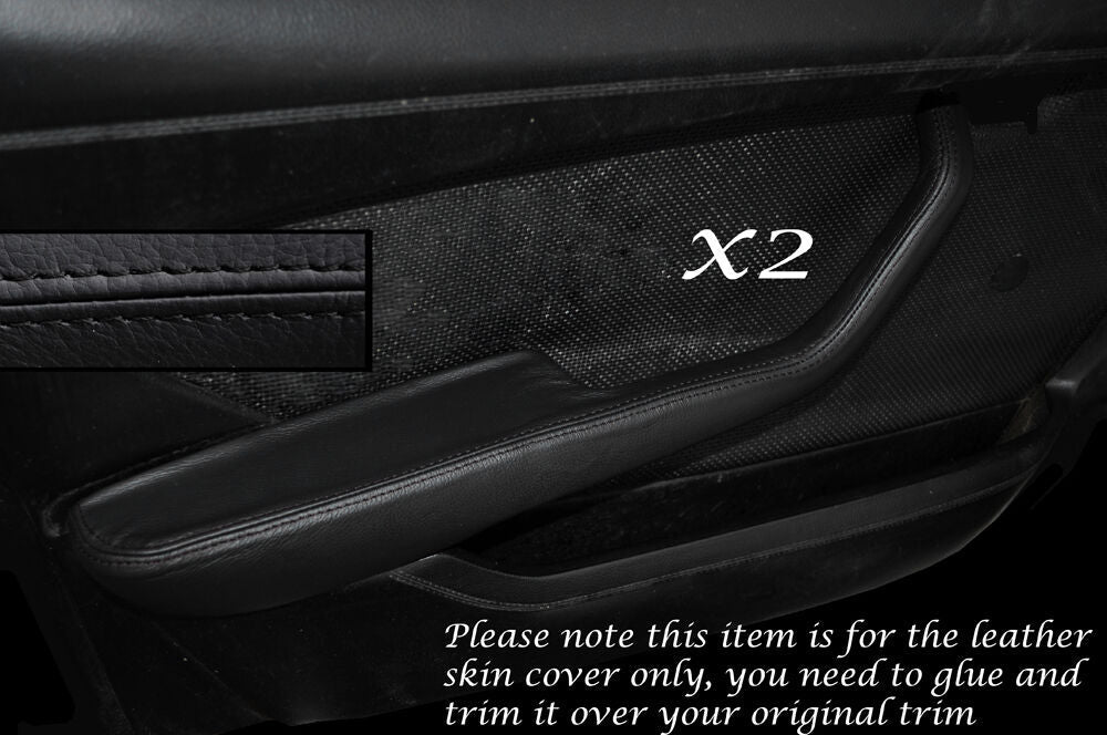 BLACK STITCH 2X FRONT DOOR HANDLE ARMREST SKIN COVERS FITS MERCEDES W116 72-80