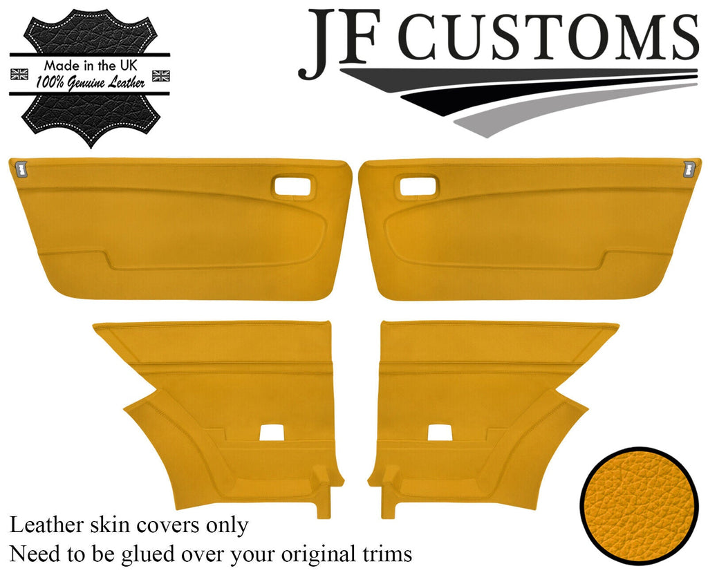 YELLOW ITALIAN LEATHER 4X DOOR CARD COVER FOR LANCIA BETA VOLUMEX COUPE