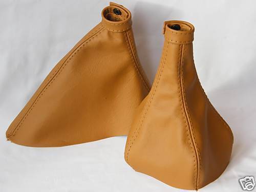 FITS FIAT COUPE GEAR & HANDBRAKE TAN LEATHER GAITERS 95-01 CUSTOM NEW MADE IN UK
