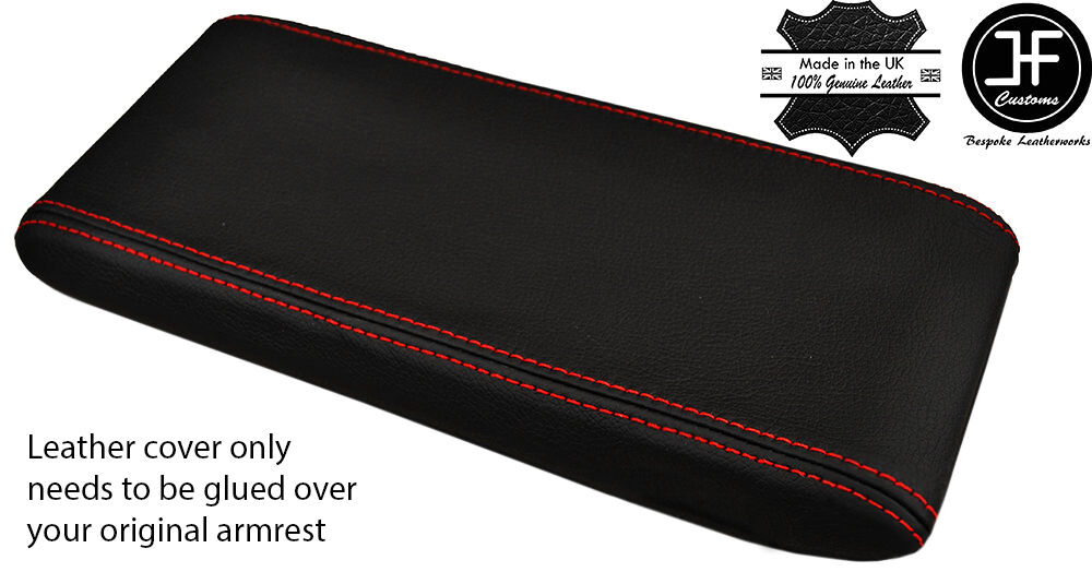 RED  STITCHING REAL LEATHER ARMREST LID COVER FITS PORSCHE 924 944 968 83-85