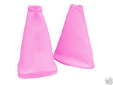 FITS FORD PUMA PINK LEATHER GEAR AND HANDBRAKE GAITER SET CUSTOM NEW MADE IN UK