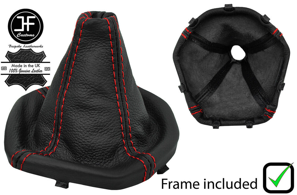 RED STITCH LEATHER MANUAL GEAR GAITER+PLASTIC FRAME FOR FORD KA MK2 2009-2016