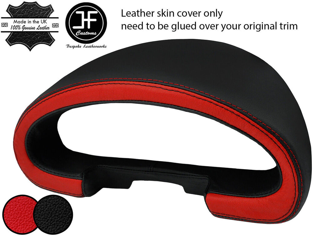 BLACK RED 2 TONE LEATHER SPEEDO GAUGE HOOD COVER FOR MAZDA MX5 MK1 MIATA