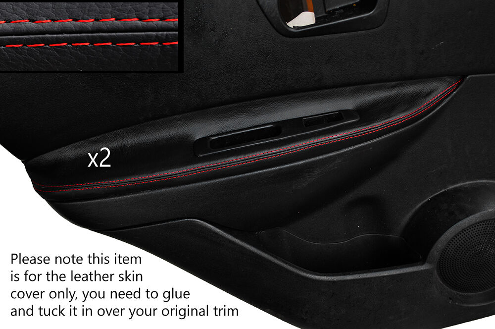RED STITCHING 2X REAR DOOR ARMREST SKIN COVERS FITS NISSAN QASHQAI 07-13