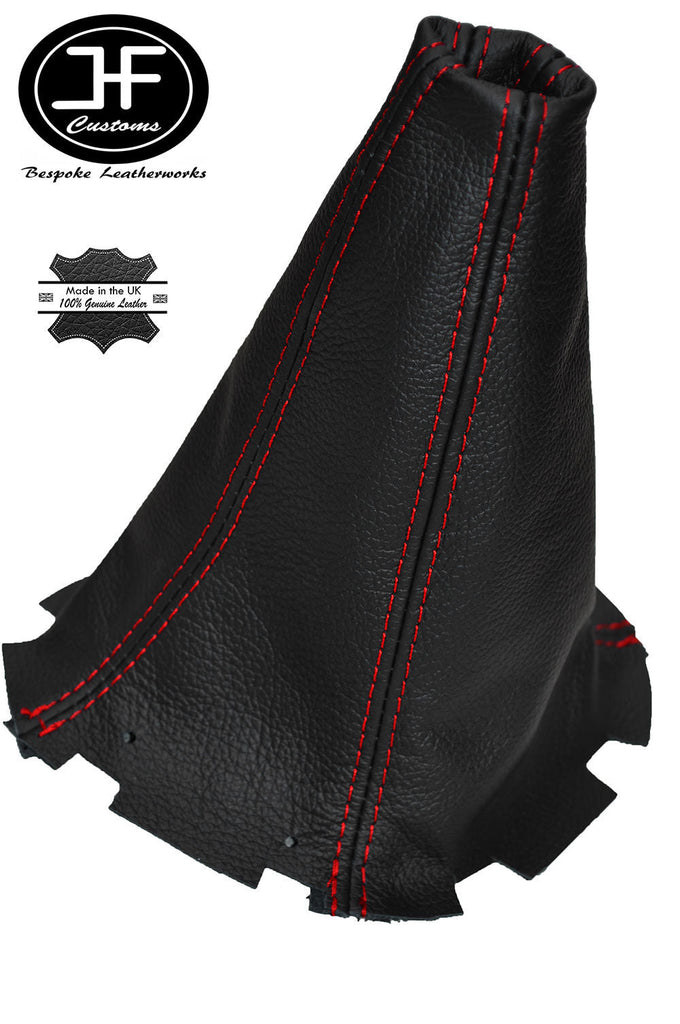RED STITCHING FITS SUBARU FORESTER 1997-2002 BLACK LEATHER GEAR GAITER