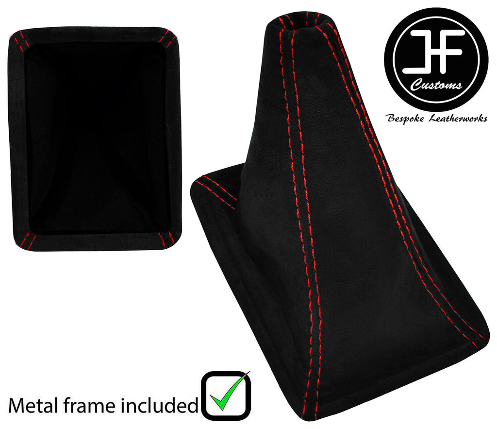 RED STITCH LUXE SUEDE GEAR GAITER+METAL FRAME FOR TOYOTA CELICA 1985-1989