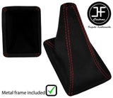 RED STITCH LUXE SUEDE GEAR GAITER+METAL FRAME FOR TOYOTA CELICA 1985-1989