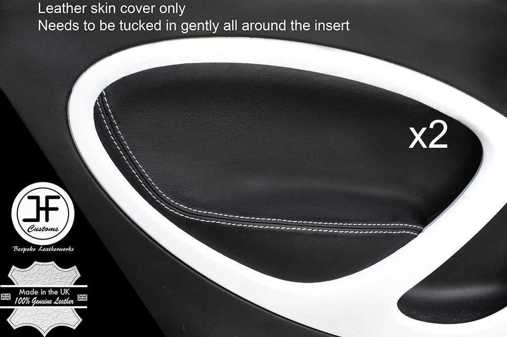 WHITE STITCH 2X REAR DOOR CARD TRIM LEATHER COVERS FITS SMART FORFOUR 2014-2017