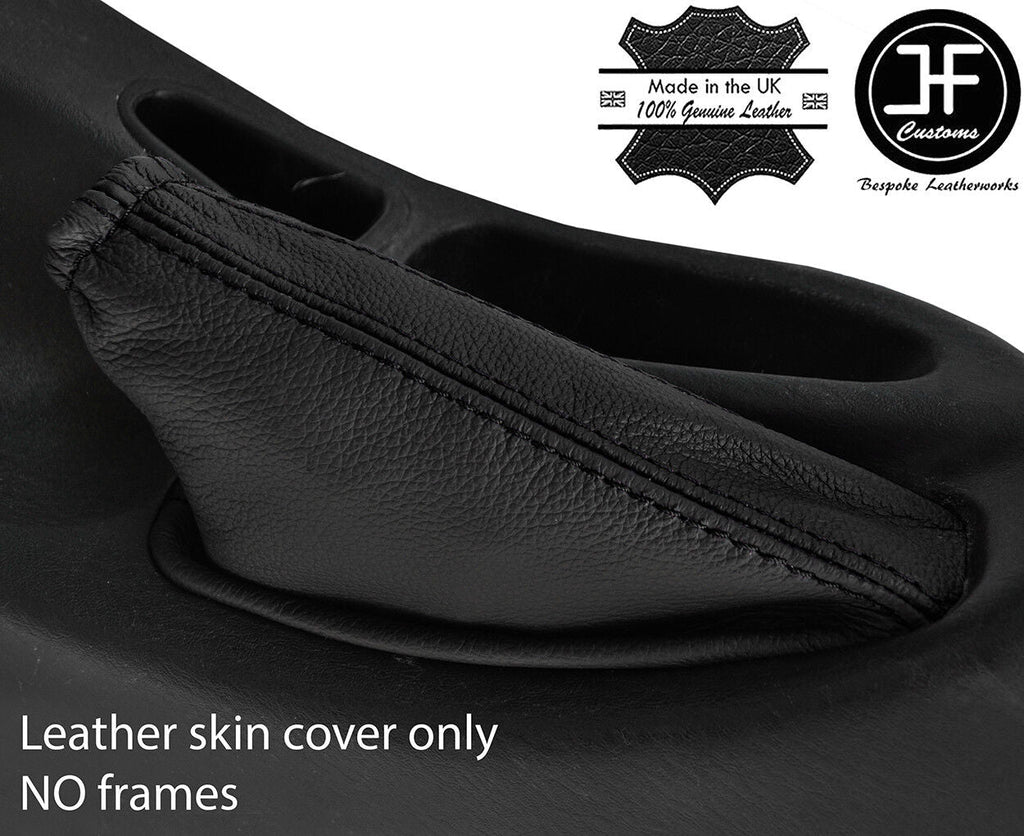 BLACK & BLACK STRIPE TOP GRAIN LEATHER HANDBRAKE GAITER FOR HYUNDAI COUPE 96-01