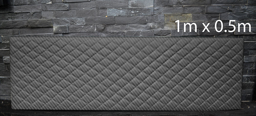 BLACK CARBON VINYL WITH PADDED DIAMOND STITCH 1Mx0.5M UPHOLSTERY FURNITURE AUTO