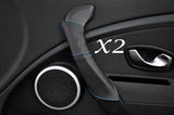 BLUE STITCH FITS RENAULT MEGANE MK3 2009-2012 2X DOOR HANDLE LEATHER COVERS