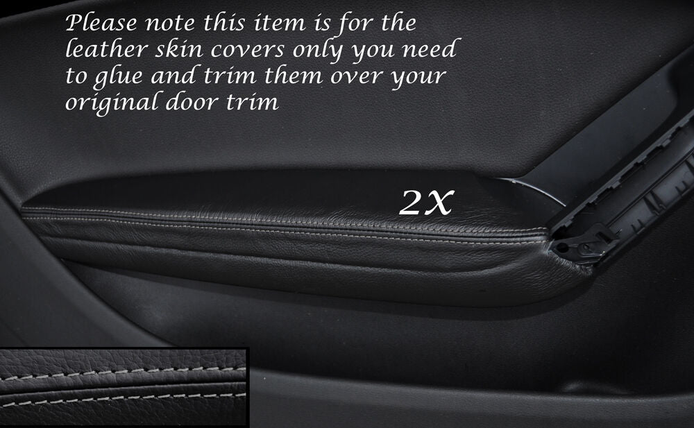 GREY STITCH 2X FRONT DOOR ARMREST LEATHER SKIN COVERS FITS AUDI A5 07-14 3 DOOR