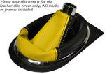BLACK YELLOW LEATHER GEAR GAITER FITS HONDA CIVIC SALOON COUPE IMA 01-05