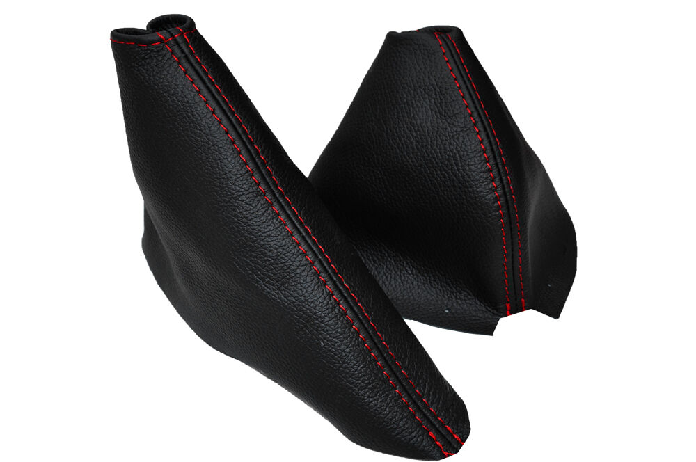 FITS NISSAN 350Z Z33 LEATHER GEAR HANDBRAKE RED STITCH SHIFT BOOT E BRAKE