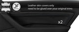 BLACK STITCH 2X REAR DOOR CARD TRIM LEATHER COVER FOR VW PASSAT B8 15-18 SALOON