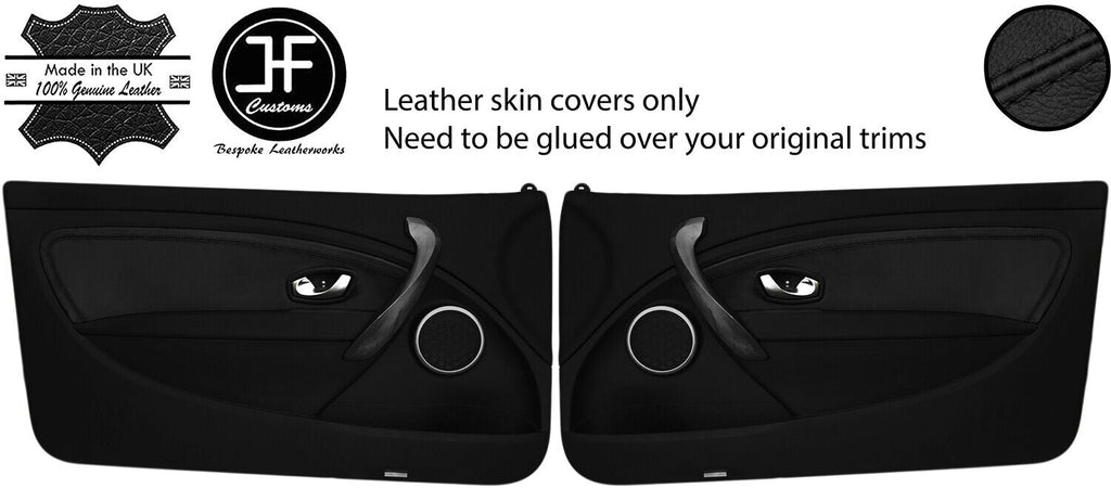 BLACK STITCH 2X DOOR CARD TRIM LEATHER COVER FOR RENAULT MEGANE MK3 08-16 COUPE