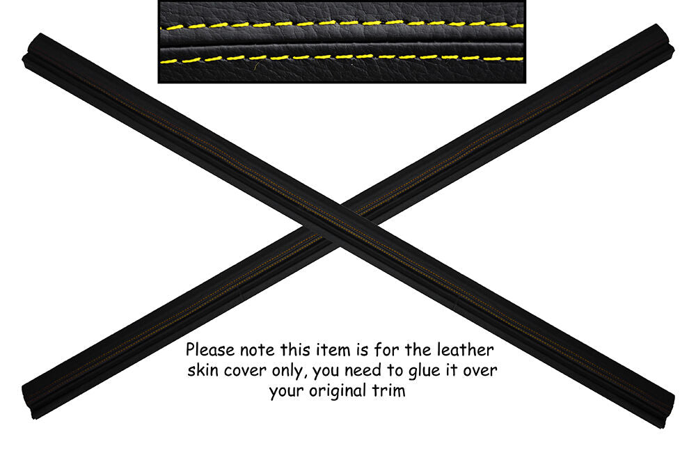 YELLOW STITCH 2X DOOR SILL TRIM LEATHER SKIN COVERS FITS PORSCHE 911 964 89-94