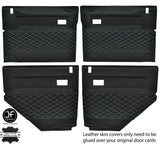 GREY DIAMOND STITCH 4X DOOR CARD LEATHER COVERS FOR LAND ROVER DEFENDER 90 110