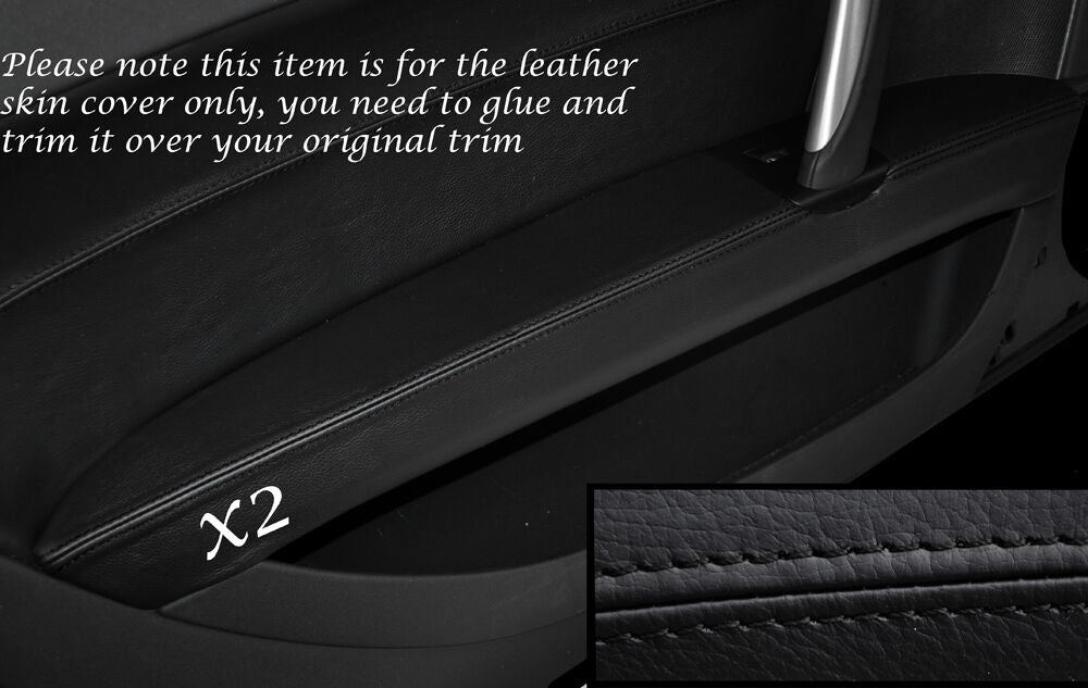 BLACK STITCH 2X FRONT DOOR ARMREST LEATHER SKIN COVERS FITS AUDI TT MK2 06-14