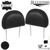 BLACK STITCH 2X HEADREST LEATHER COVERS FITS LAND ROVER DEFENDER 07-14