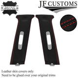 RED STITCH ITALIAN LEATHER 2X UPPER B PILLAR COVER FOR INFINITI G35 02-06 SEDAN