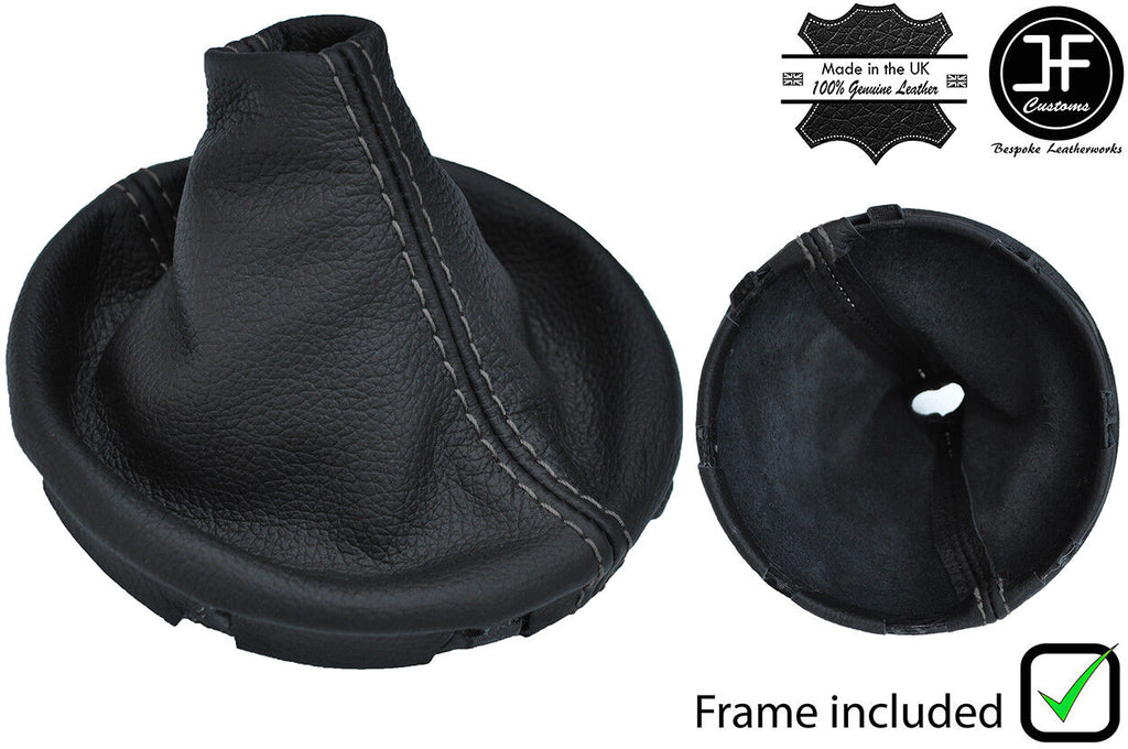 GREY STITCH LEATHER GEAR GAITER+PLASTIC FRAME FOR VW T5 TRANSPORTER CARAVELLE