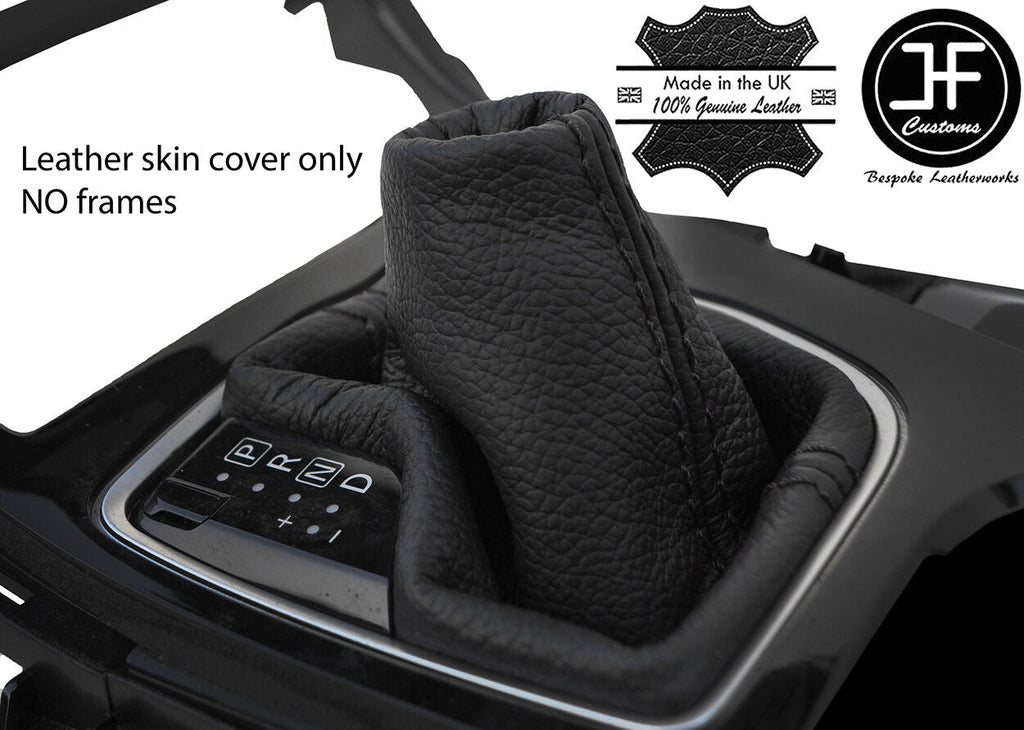 BLACK STITCH TOP GRAIN LEATHER AUTOMATIC GEAR GAITER FOR INFINITI Q50 2013-2017