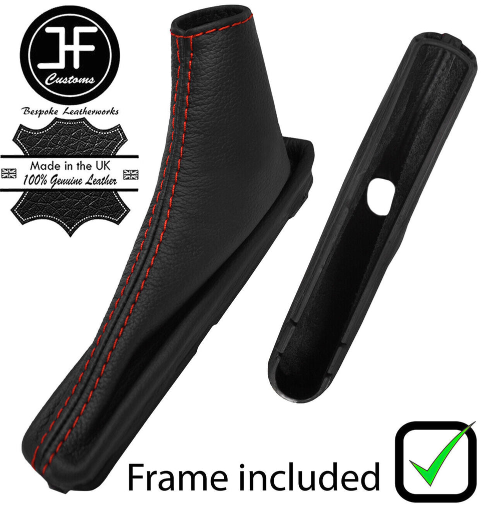 RED STITCH REAL LEATHER HANDBRAKE+PLASTIC FRAME FITS VW JETTA 2011-2018