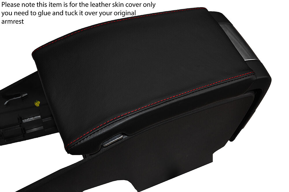 RED STITCH LEATHER ARMREST SKIN COVER FITS VOLVO S80 2006-2014 CUSTOM NEW